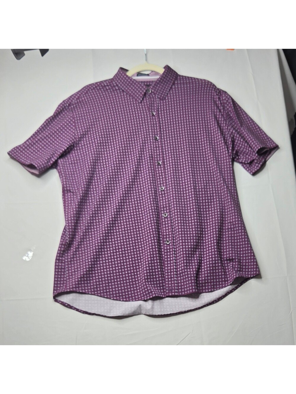 Buttercloth XL Regular Fit Purple Geometric Knit Shirt NWOT